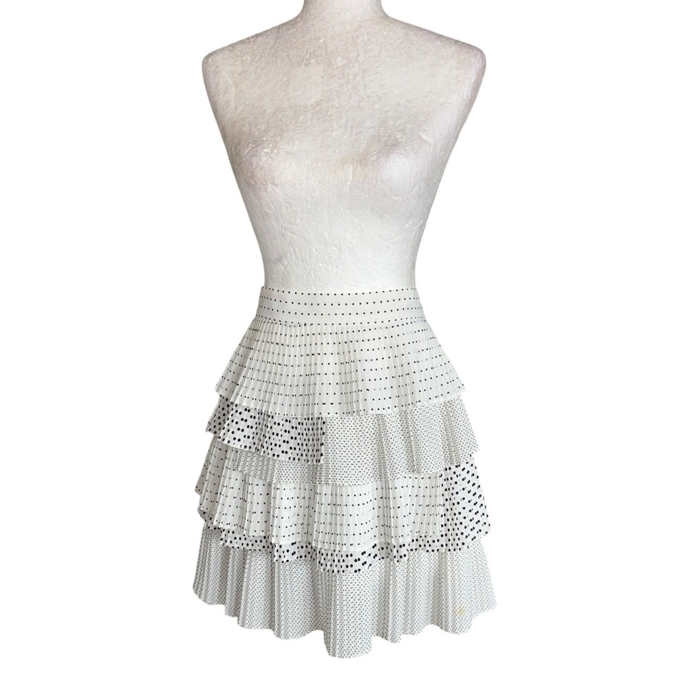 C/MEO Collective Fundament White Black Polka Dot Pleated Layer Mini Skirt - M